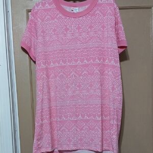LuLaRoe Pink and White T-Shirt